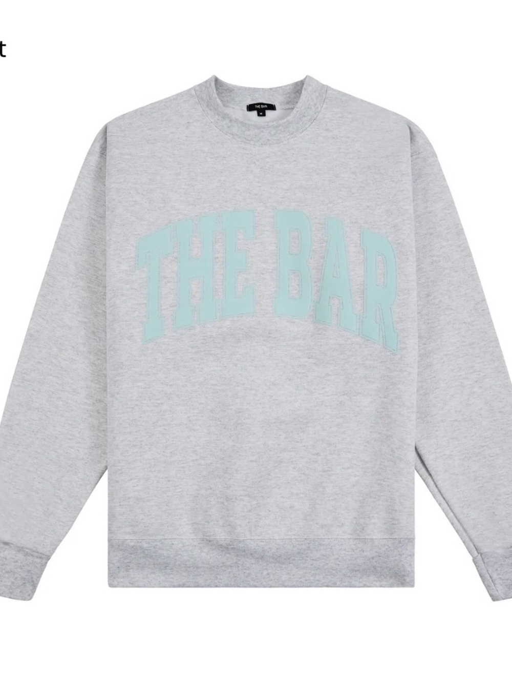 THE BAR 2XL XXL Varsity Sweatshirt Crewneck Light Heather Grey Mint Long Sleeve